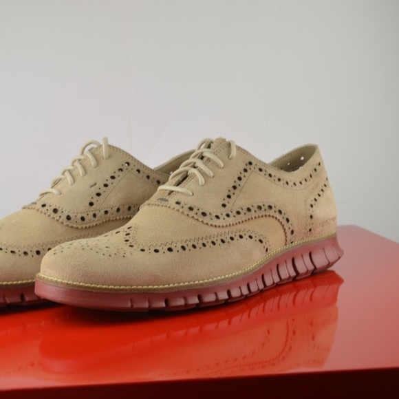 Cole Haan ZeroGrand Wingtip Suede Oxfords Shoes - Picture 2 of 8